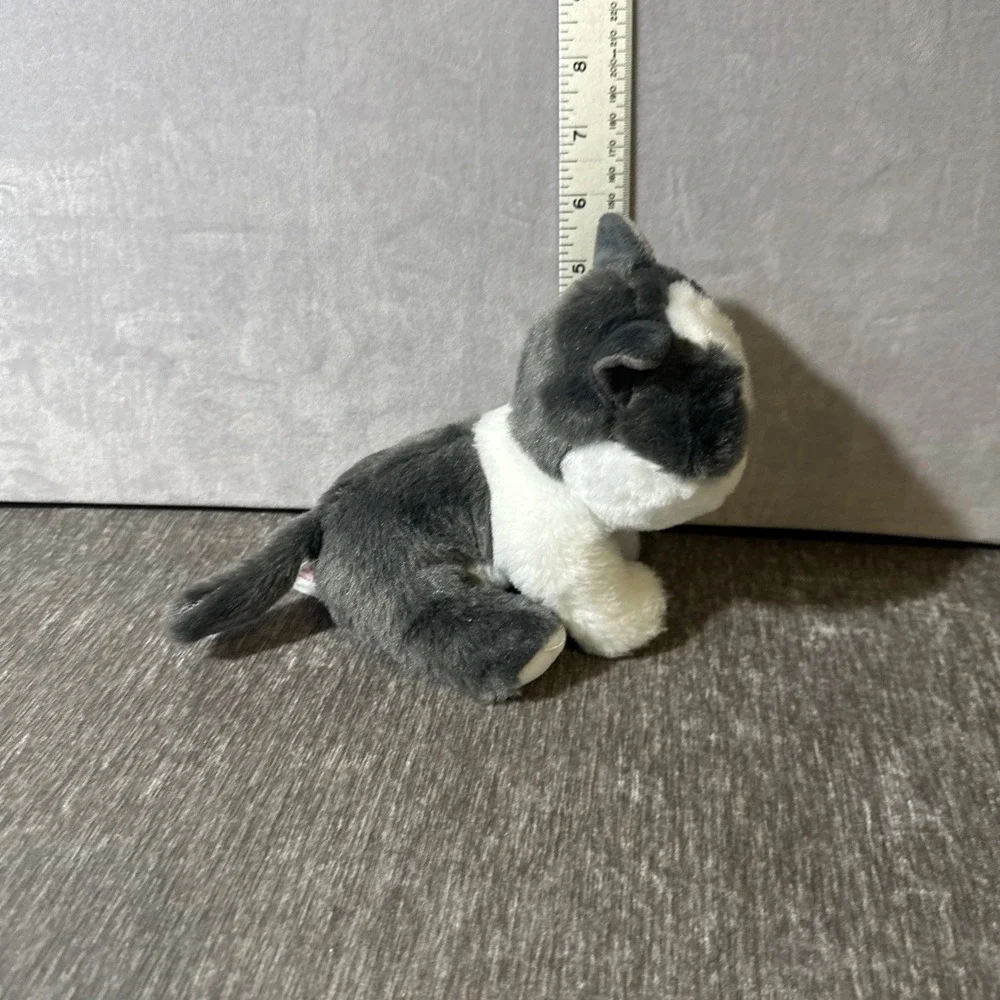 TY Beanie Babies Yang Plush Cat Gray‎ White Velve TY Kitten 6